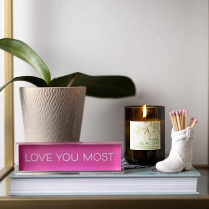 Paddywax Glass Eco Green Thyme and Olive Leaf Candle, Green