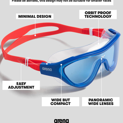 ARENA The One Mirror Uni-Children's Swimming Goggles, for Children Aged 6 to 12, Large Fit, Polycarbonate Lens, Blue/Water/Violet