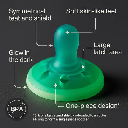 Tommee Tippee Breast-Like NightGlow Dummy 6-18m Silicone Pack of 4