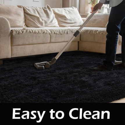 HOMORE - Black Area Rug for Bedroom 4x6 Furry Rug for Boys Girls Furry Rug for Living Room Large Rug Non Slip Home Decor Rug