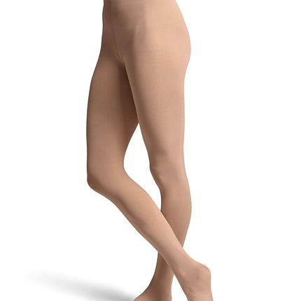 Collants Bloch Dance Contour Souples avec Pieds pour Filles, Blanc, Enfant-Moyen