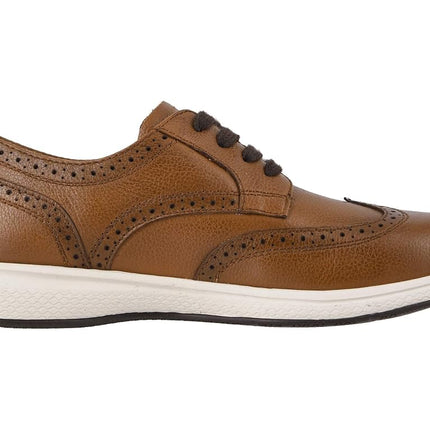 Florsheim Chaussures basses à lacets Lakes Jr. pour homme, bout golf, cuir fraisé cognac/semelle blanche, 11 UK enfant