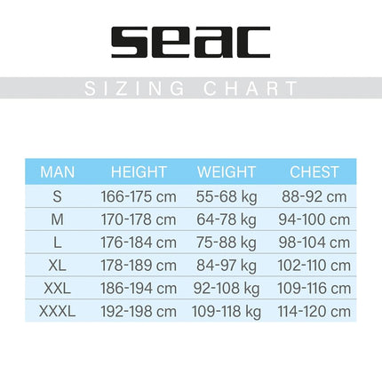 SEAC Feel Man, One-Piece Ultra-Elastic 3 mm Neoprene Wetsuit with Back Zipper for Diving, Snorkelling and Freediving