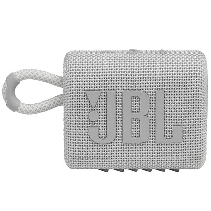 JBL GO 3 Small Bluetooth - Waterproof, Portable Speaker for on the Go - Up to 5h Playback Time with Just One Battery Charge - White