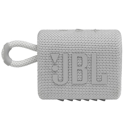 JBL GO 3 Small Bluetooth - Waterproof, Portable Speaker for on the Go - Up to 5h Playback Time with Just One Battery Charge - White