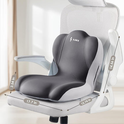 Coussin de siège de camion en mousse à mémoire de forme FLORICH, coussin de siège de voiture et oreiller de soutien lombaire pour chaise de bureau, soutien dorsal ergonomique et soulagement de la sciatique pour les longs trajets (gris clair)