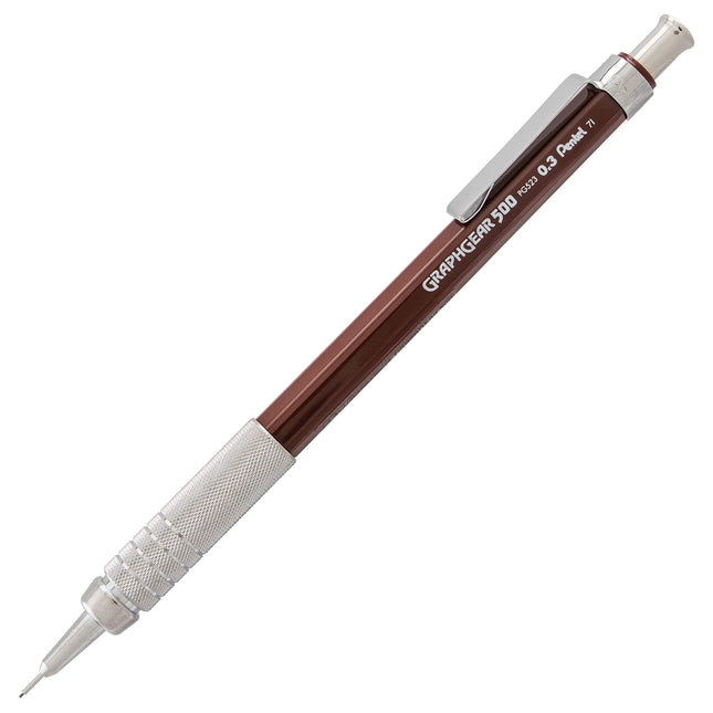 Pentel GraphGear 500 Mechanical Drafting Pencil, (0.3mm), Extra Fine Line, Brown Barrel, Pack of 4 (PG523BP4E)