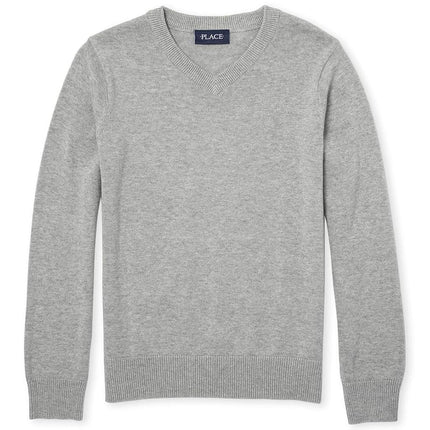 The Children's Place Boys' Uniform V-Neck Sweater, Smokeb10, M (7/8)