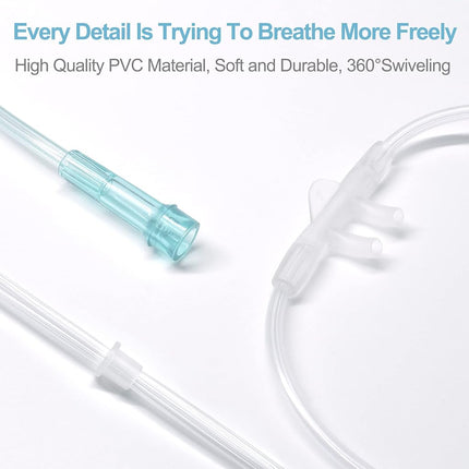 10 Packs Adult Soft Nasal Cannula for Oxygen Concentrator, 7 FT Cannula Nasal Tubing for Oxygen, Included 5PCS Nasal Cannula Oxygen Tubing and 5PCS Oxygen Tubing Connectors - Standard Connector