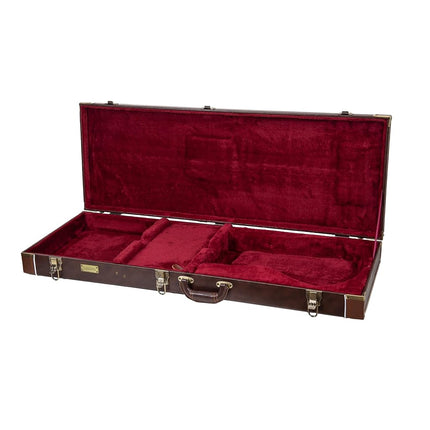 Crossrock Electric Guitar Case fits PRS SE Standard Solid Body, Wooden Hard-Shell, Sponge Lining, Metal Feet, Storage Space - Rectangular, Brown (CRW620PRSEBR-R)