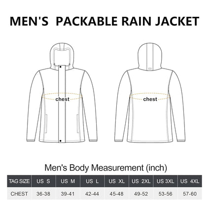 33,000ft Packable Rain Jacket Men's Lightweight Waterproof Rain Shell Jacket Raincoat with Hood for Golf Cycling Windbreaker, Khaki, Small
