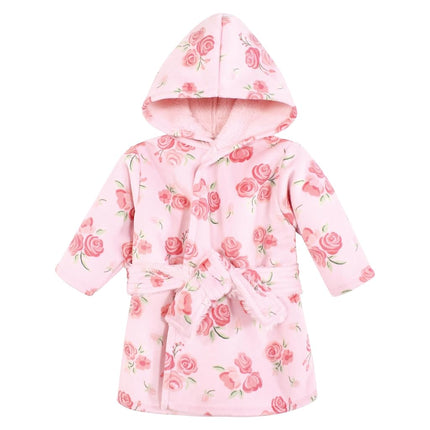 Hudson Baby Infant Girls Mink with Faux Fur Lining Pool and Beach Robe Cover-ups, Blush Rose, 12-18 Months