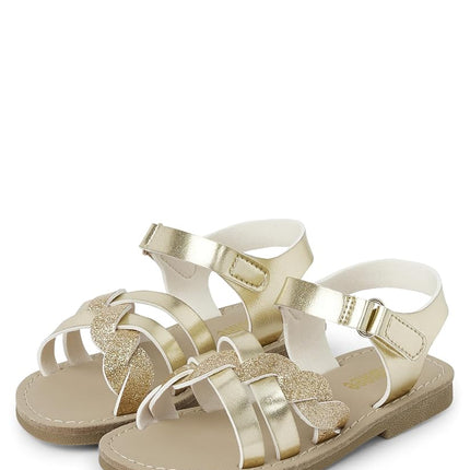 Gymboree Sandalias Planas para Niña y Niña Pequeña, Doradas, 6 US Niño Pequeño