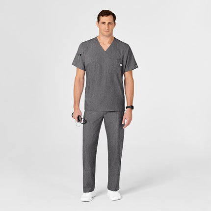 WonderWink Men's V-Neck Scrub Top, Charcoal Heather, 5X-Large
