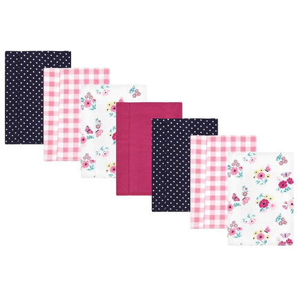 Hudson Baby Toallas de tela de algodón de franela para bebé, paquete de 7 unidades, talla única, estampado floral de mariposas