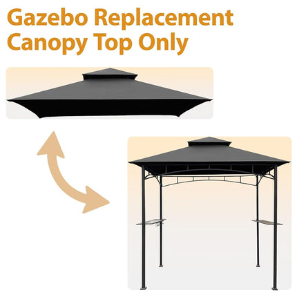 CoastShade 8 x 5 Grill BBQ Gazebo Double Tiered Replacement Canopy Roof Outdoor Barbecue Gazebo Tent Roof Top,Gray