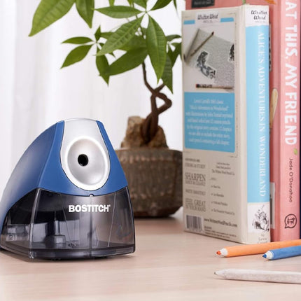 Bostitch Office Personal Electric Pencil Sharpener, Powerful Stall-Free Motor, High Capacity Shavings Tray, 7Yr Warranty, Navy Blue (EPS4-KTBLUE)