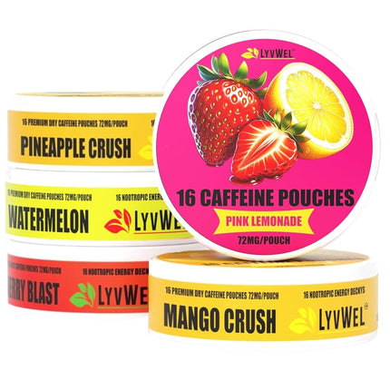 LyvWel 72mg Caffeine Energy Pouches – Sampler Pack