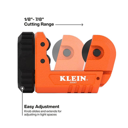 Klein Tools 50067 Micro Tubing Cutter, Copper and Aluminum Tube Cutter, Cuts 1/8 to 7/8-Inch Pipe, HVAC Hand Tools, Plumbing Tools