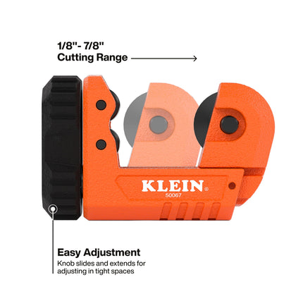 Klein Tools 50067 Micro Tubing Cutter, Copper and Aluminum Tube Cutter, Cuts 1/8 to 7/8-Inch Pipe, HVAC Hand Tools, Plumbing Tools