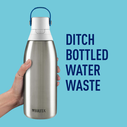 Brita Insulated Filtered Water Bottle with Straw, Reusable, Stainless Steel Metal, 32 Ounce