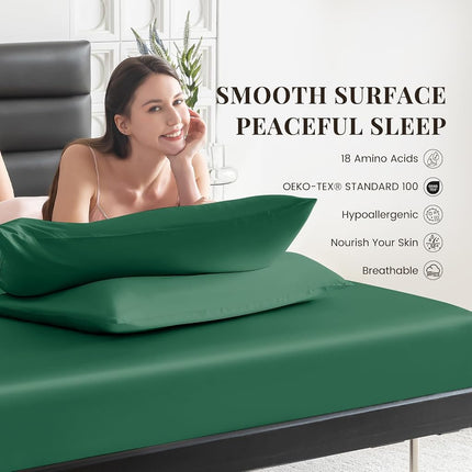 THXSILK 100% Pure Mulberry Silk Pillowcase for Hair and Skin, 6A Grade 22 Momme Silk Pillow Case Queen Size 20"x30", Real Silk Pillowcase with Zipper, Anti Aging Acne Free (Emerald Green)