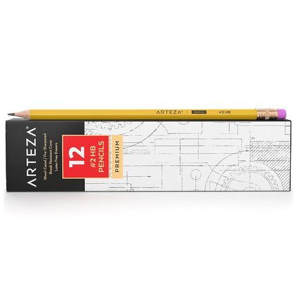 Crayons HB ARTEZA n° 2, lot de 48 crayons graphite pré-taillés avec corps en bois, en vrac, fournitures de bureau et scolaires pour examens, salles de classe, étudiants