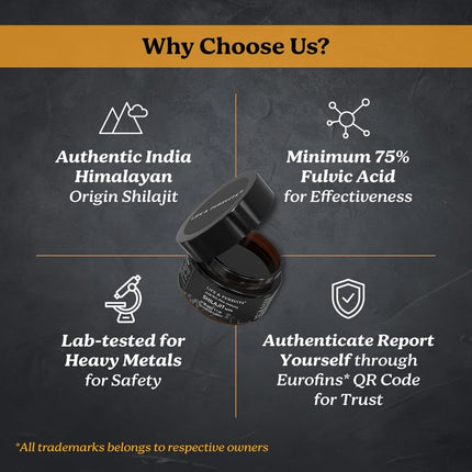 Life & Pursuits Pure Authentic Himalayan Shilajit Resin | Min. 75% Fulvic Acid, Lab Tested, Natural Gold Grade, 85+ Trace Minerals | 30 gm (Pack of 1)