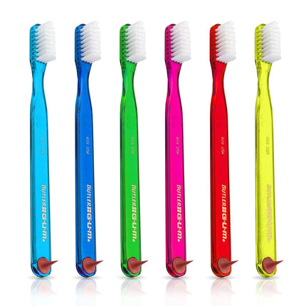 GUM 409 Classic Toothbrush with Rubber Tip, Compact Head, Soft Bristles Bulk Samples, 12 Count