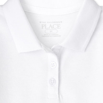 The Children's Place Baby Girls' and Toddler Short Sleeve Pique Polo, White, Small