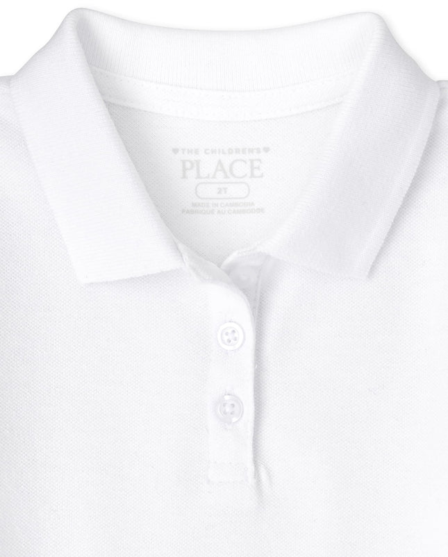 Polo piqué à manches courtes pour fillette The Children's Place, blanc, taille 3T