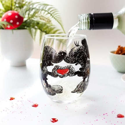 Verre à vin sans pied Silver Buffalo Disney Mickey et Minnie Cœur classique à paillettes, 590 ml