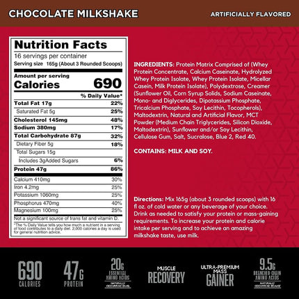 BSN True Mass Ultra Premium Protein/Carb Matrix 2.64 Kg, 16 Servings, Chocolate Milkshake