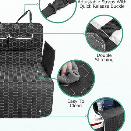 Oasser SUV Cargo Liner for Dogs, Waterproof Cargo Cover Pet Trunk Mat with Bumper Flap Protector 2 Large Pockets