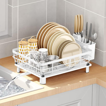 AIDERLY Iron Dish Drying Rack with Drainboard Dish