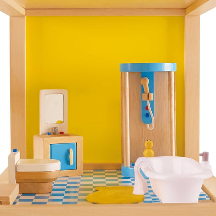 Hape Bathroom | Wooden Toy Bathroom Set | Dolls House Accessories | For 3 Years +