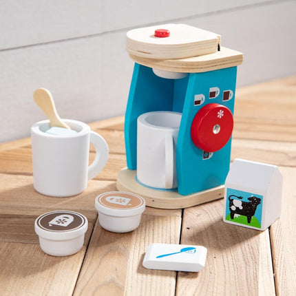 Melissa & Doug 11-Piece Brew and Serve Wooden Coffee Maker Set - Play Kitchen Accessories