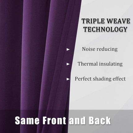 DUALIFE Purple Blackout Curtains for Kitchen Windows, Thermal Insulated Blackout Curtains for Bedroom, 38x45 Inch, Set of 2