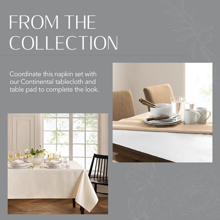 Elrene Home Fashions Continental Solid Texture Water and Stain Resistant Fabric Dining Napkins, Set of 4, 17"x17", Ivory