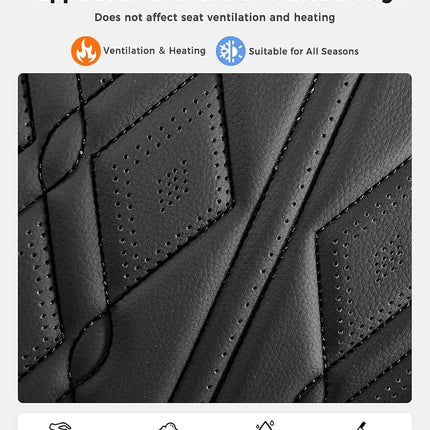 Huidasource Car Seat Covers, Leather Auto Seat Cushion Cover Universal Fit for Most Cars Sedan SUV Pickup Truck, Fit Honda Civic Nissan Compass Sentra Land Rover Focus Explorer(Front Pair/Black)