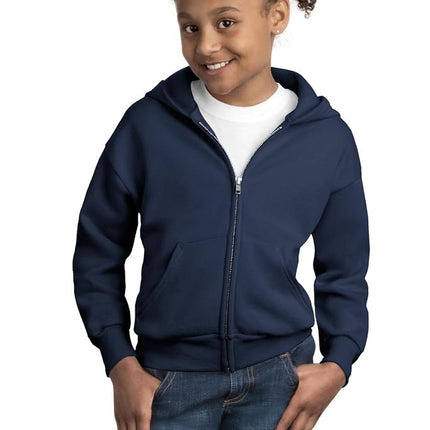 Hanes Boys' Eco Smart Zip Hoodie, Navy, Small