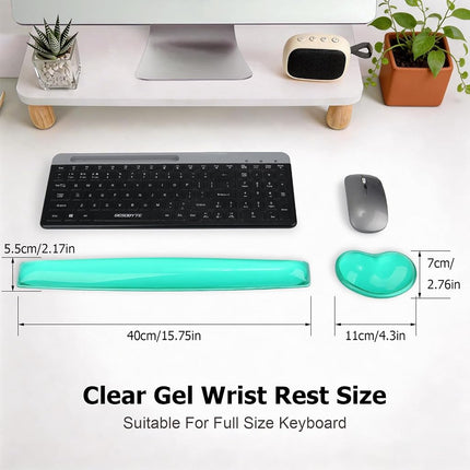 ABRONDA Gel Keyboard & Mouse Wrist Rest Set - Keyboard Wrist Rest Pad & Mouse Support for Office Gaming Pad Computer Laptop Ergonomic Comfortable Pain Relief-Green Pad Set
