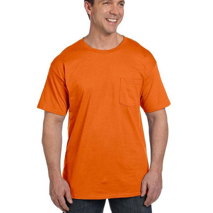Hanes Beefy-T Men`s Pocket T-Shirt, 5190, L, Orang