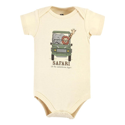 Hudson Baby Unisex Baby Cotton Bodysuits, Going On Safari 3-Pack, 9-12 Months, Going on Safari 3-pack, 9-12 Months