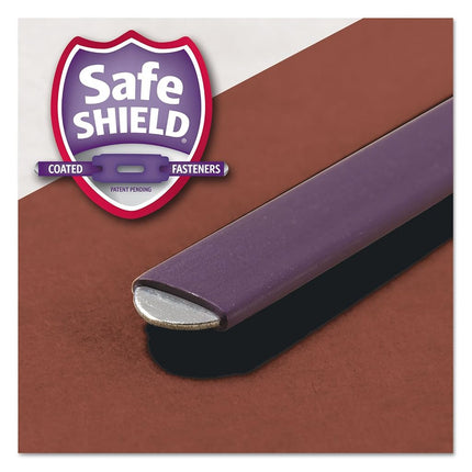 Smead 100% Recycled End Tab Pressboard Classification File Folder with SafeSHIELD Fasteners, 3 Dividers, 3" Expansion, Letter Size, Red, 10 per Box (26865)