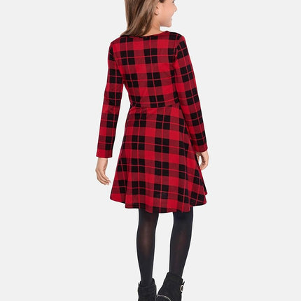 The Children's Place Girls' Casual Long Sleeve Plaid Holiday Dress, Red Plaid, X-Large