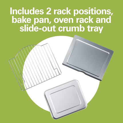 Four grille-pain de comptoir Hamilton Beach 6 tranches avec porte escamotable Easy Reach, fonctions de cuisson, de gril et de grillage, arrêt automatique, argent (31127D)