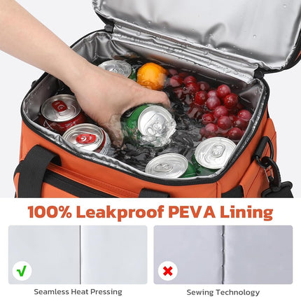 Maelstrom Lunch Box, Sac Repas Isotherme 20 L pour Hommes et Femmes, Sac Glacière Double Compartiment Extensible et Étanche avec 6 Poches, Sac à Déjeuner Réutilisable pour le Travail, Pique-nique, Voyage, Orange