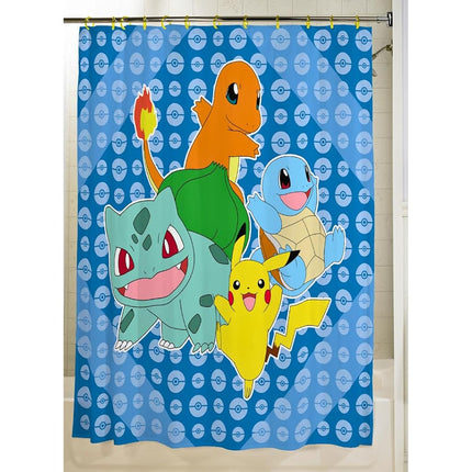 Franco Pokemon Anime 13 Piece Shower Curtain and Ring Set, (100% Officially Licensed Product)