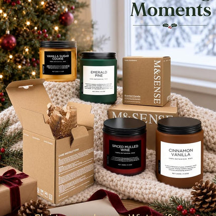 M&SENSE Cardamon & Cypress 2 Cotton Wick Jar Candle, 11.6oz Soy Wax, 70 Hours Burn Time Clean Non Toxic, Autumn Fragrance Candle for Home Decor, Fall Scented for Holiday